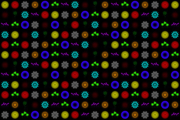 Textura o fondo de flores de colores con fondo negro
