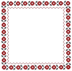 Traditional Ukrainian, Belarusian ornament frame. National floral textile design.