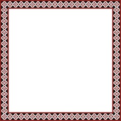 Traditional Ukrainian, Belarusian ornament frame. National red and black textile design.