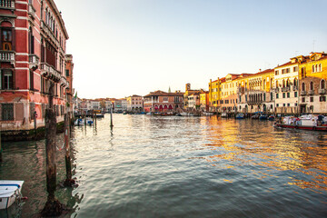 Fototapeta na wymiar Early morning view of Grand canal during sun rise, Italy.