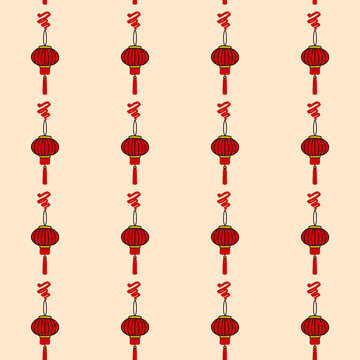 Pattern with red chinese lanterns