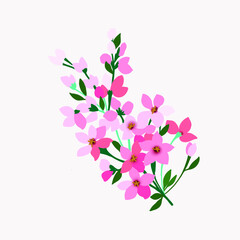 Decorative Illustration of abstract spring fruit tree branches Delicate pink flowers