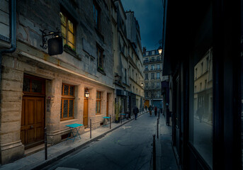Paris, France - March 3, 2021: Montmorency street: Oldest building in Marais district in Paris