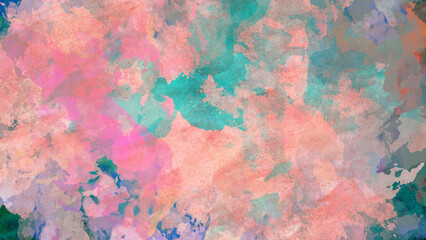 Pink green colors watercolor illustration painting brush strokes