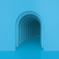 Architectural corridor from arches. 3D illustration
