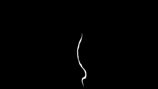 Looped vector frame by frame animation of interrupted cigarette smoke isolated on black background