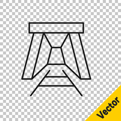 Fototapeta premium Black line Mine entrance icon isolated on transparent background. Vector