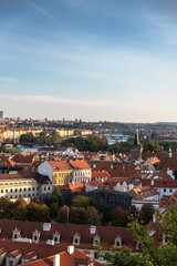 Fototapeta na wymiar Prague at sunset. View from Prague Castle