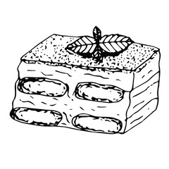 Tiramisu vector illustration, hand drawing sketch