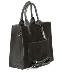 Classic fashion black suede leather women's bag on a white background