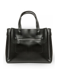 Classic fashion black leather women's bag on a white background