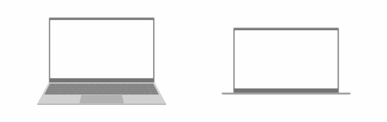 Realistic laptop set. Laptops mockup. Vector illustration.