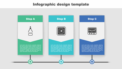 Set Drawing compass, Clock and Measuring instrument. Business infographic template. Vector