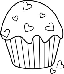 Vector image of a delicious cake with hearts. 