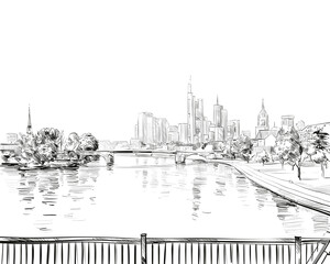 Fototapeta premium Frankfurt am Main. Germany. Hand drawn sketch. Vector illustration. 