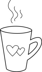 Vector image of a coffee mug, Valentine is Day. 