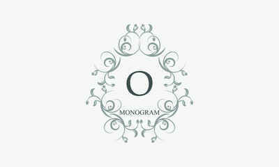 Decorative monogram with the initials O. Logo template with exquisite elements and floral ornaments for restaurants, clubs, boutiques, cafes, hotel cards. Business style and brand of the company.