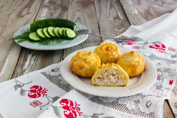 Russian traditional pies kurniki. © Olga