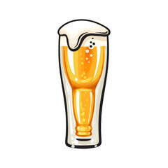 Hopside down beer glass. Vector illustration isolated on white.