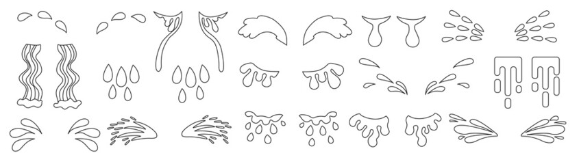 Tear outline vector set icon. Isolated outline set icon droplet of cry. Vector illustration tear on white background.