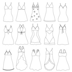 Negligee vector outline set icon. Vector illustration sleepwear on white background. Isolated outline set icon negligee.