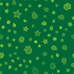 Set line USA Independence day, Shield with stars and Medal on seamless pattern. Vector