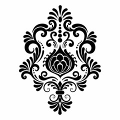 Damask central element isolated. Vector damask illustration.