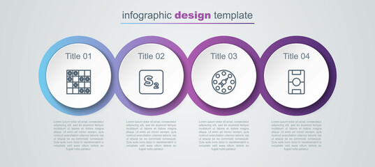 Set line Board game of checkers, Bingo, Twister and Hockey table. Business infographic template. Vector