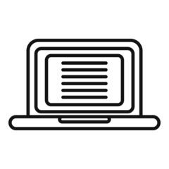 Laptop writing icon outline vector. Pen write