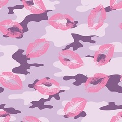 Vector pink camouflage pattern, texture for girls, trendy print