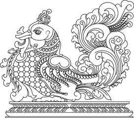 Kalamkari Indian traditional art on linen fabrics. peacock design on the different background. for textile printing, logo, wallpaper