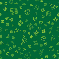 Set line Office folders, Triangular ruler and Geometric figure on seamless pattern. Vector