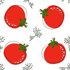 Seamless tomato pattern on white background