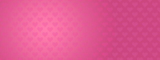 Bandeau avec un fond dégradé rose avec des motifs en forme de coeur - Texture Saint-Valentin