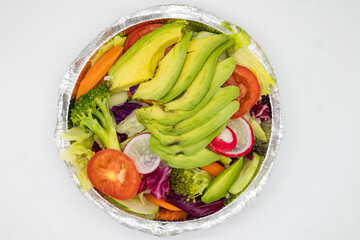 Peruvian Style Avocado Salad in an Aluminum Bowl