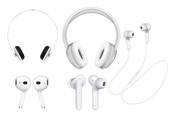 White Wireless Headphones Set