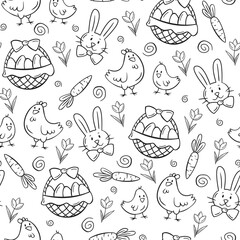 Seamless Еaster pattern in doodle style.