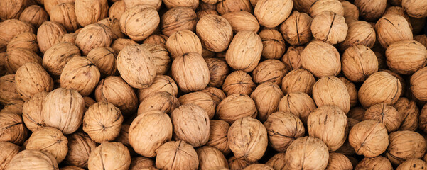 Pile of walnuts in shell