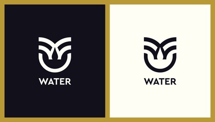 Letter W with Water Drops Logo Design. Water Element with Emblem Shape. Unique Illustration Editable. Creative Vector Line based Icon template.