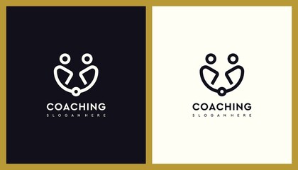 Coaching Logo Design. Minimalist Outline Illustration Editable. Creative Vector based Icon Template. - obrazy, fototapety, plakaty