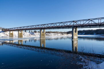 A Bridge over the North Saskatchewan River in Winter