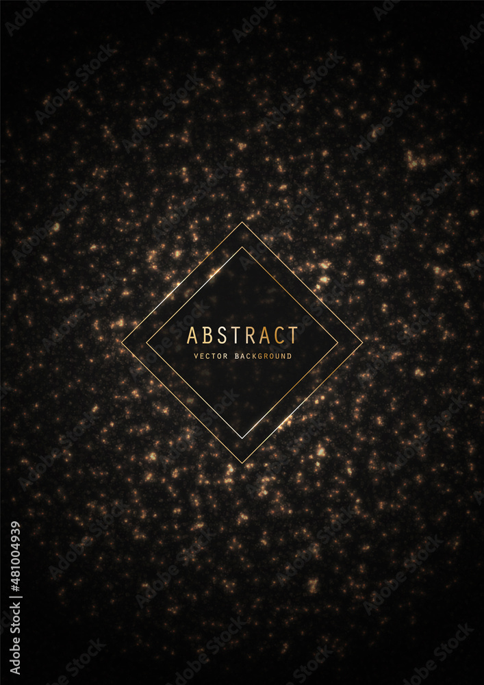 Canvas Prints vector shiny black festive background with a golden glitter, sparkles and elegant outline frame. pre