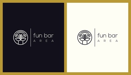 Fun Bar Area Logo Design.  Unique Illustration Editable. Creative Vector based Icon Template.