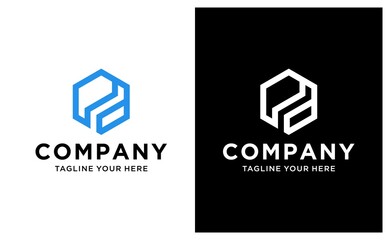 letter pd hexagon logo design vector template. on a black and white background.