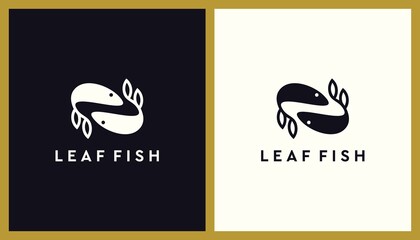Leaf Fish Logo Design. Unique Illustration Editable. Creative Vector based Icon Template.