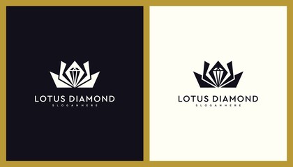 Lotus diamond vector logo idea. Abstract design of diamond in the middle of a lotus flower . creative sign symbol based icon template.