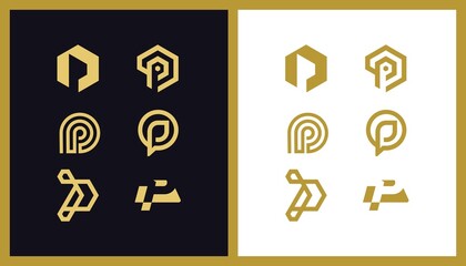Set Letter P Logo Design. Unique Illustration Editable. Creative Vector based Icon Template.