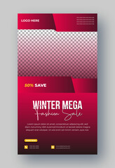 Instagram story webinar digital marketing template banner or flyer design,Winter collection fashion sale new year luxury fashion sale social media instagram story template