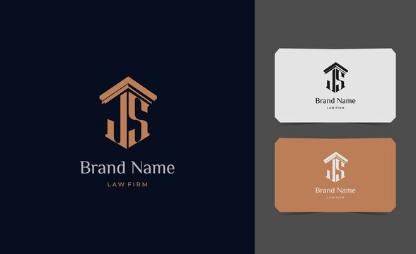 pillar logo letter JS with business card vector illustration template