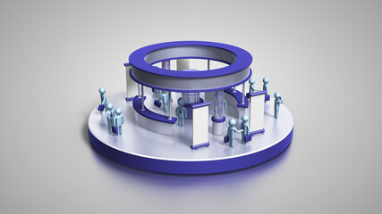3D people on exhibition for events, businesses, promotions, programs and advertising. White background color and view from the top angle.